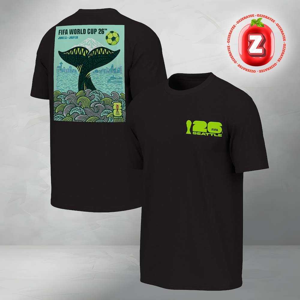 2026 FIFA World Cup Outerstuff Seattle Host City Poster Graphic Two Sides Unisex T-Shirt