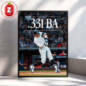 Aaron Judge New York Yankees .331 Batting Average Leader MLB 2025 Historic Season Home Decor Poster Canvas