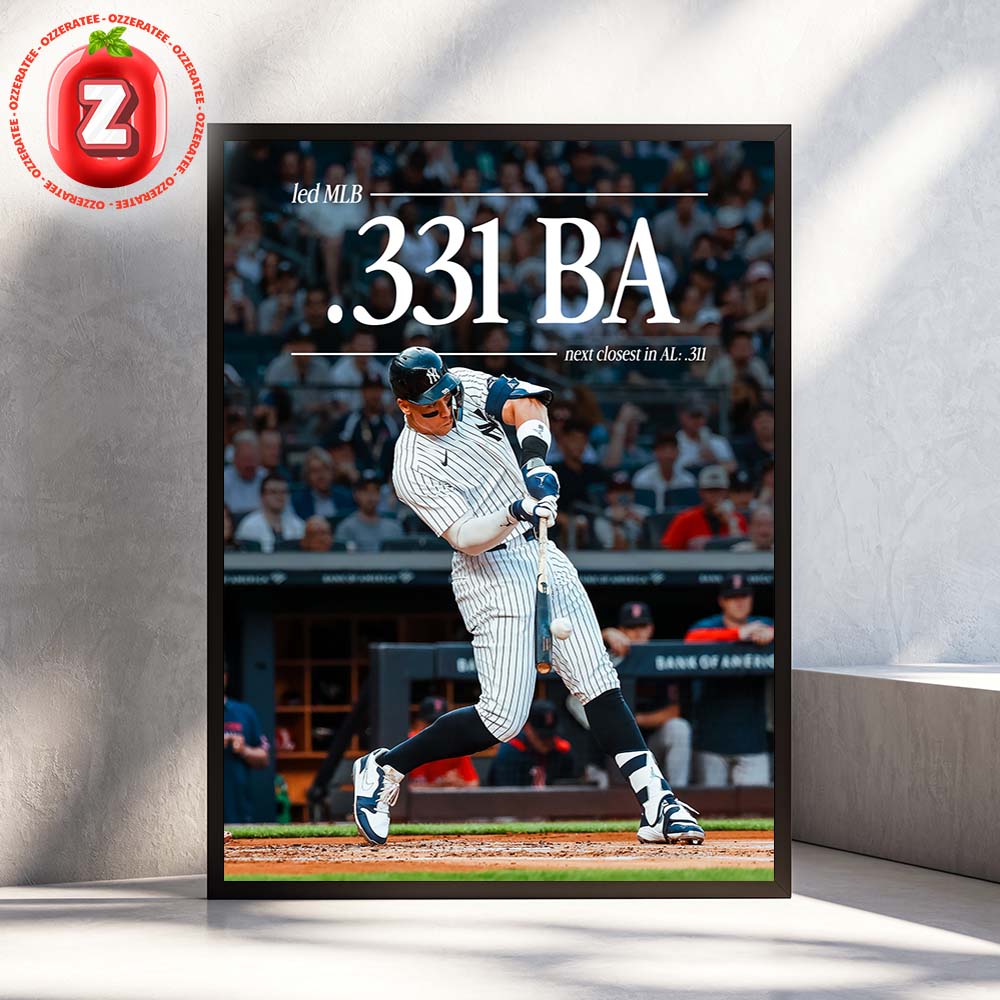 Aaron Judge New York Yankees .331 Batting Average Leader MLB 2025 Historic Season Home Decor Poster Canvas