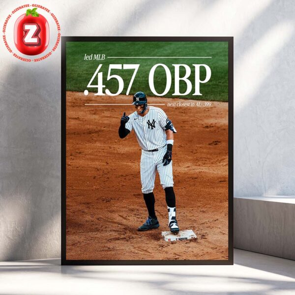 Aaron Judge Yankees .457 OBP MLB 2025 On Base King Baseball Excellence Home Decor Poster Canvas