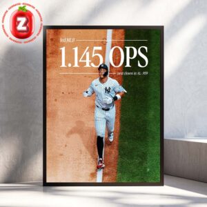 Aaron Judge Yankees 1.145 OPS MLB 2025 Offensive Leader Baseball Greatness Home Decor Poster Canvas