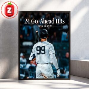 Aaron Judge Yankees 24 Go Ahead Home Runs MLB 2025 Clutch Power Hitter Home Decor Poster Canvas