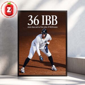 Aaron Judge Yankees 36 Intentional Walks Most in MLB 2025 Baseball Respect Home Decor Poster Canvas