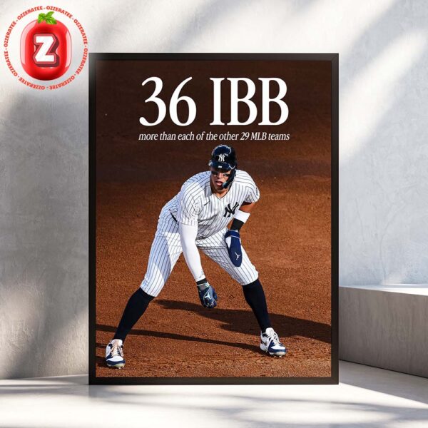 Aaron Judge Yankees 36 Intentional Walks Most in MLB 2025 Baseball Respect Home Decor Poster Canvas