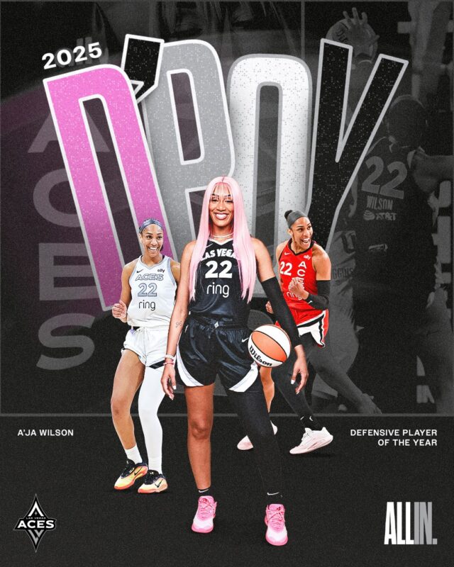 Aja Wilson Las Vegas Aces Named Defensive Player Of The Year WNBA Basketball 2025