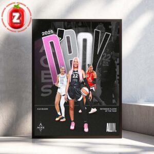Aja Wilson Las Vegas Aces Named Defensive Player Of The Year WNBA Basketball 2025 Home Decor Poster Canvas