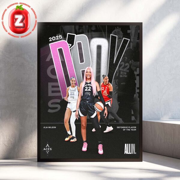 Aja Wilson Las Vegas Aces Named Defensive Player Of The Year WNBA Basketball 2025 Home Decor Poster Canvas