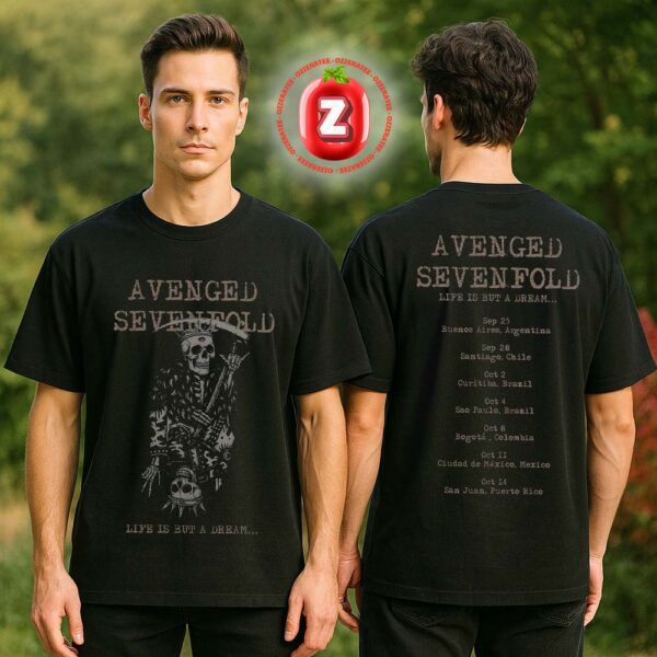 Avenged Sevenfold Life Is But A Dream Tour 2025 Latin America Skeleton Artwork Two Sides Unisex T-Shirt