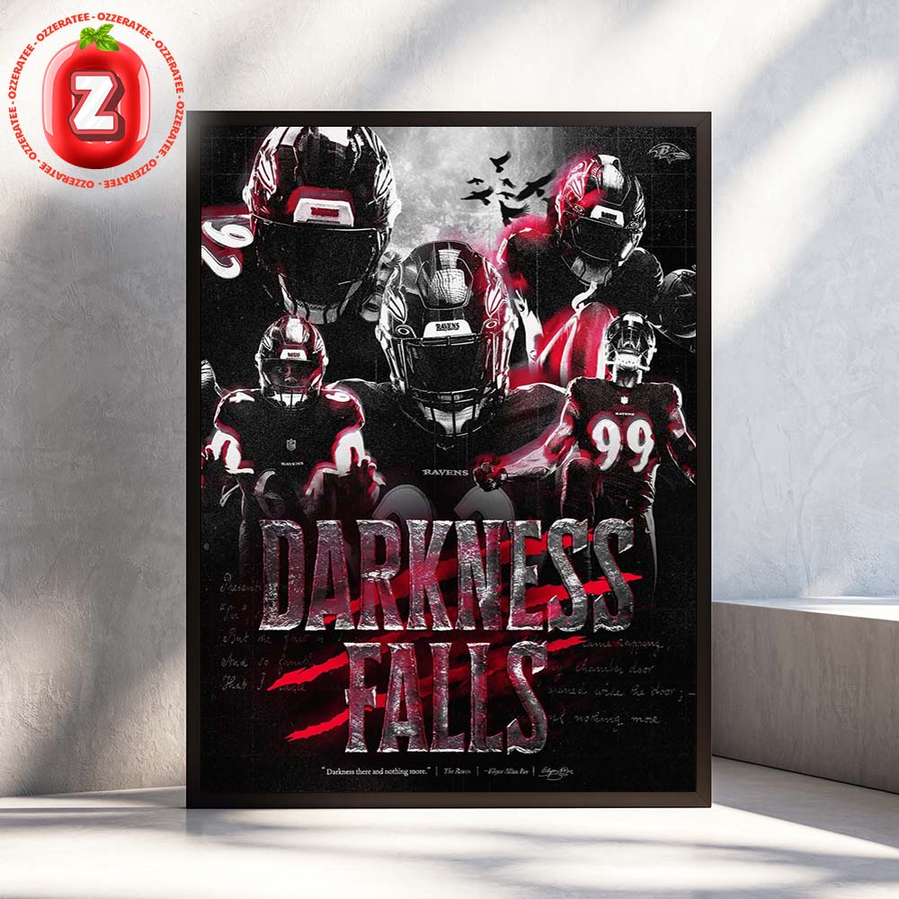 Baltimore Ravens Darkness Falls Poster NFL 2025 Edgar Allan Poe Inspired Artwork Home Decor Poster Canvas