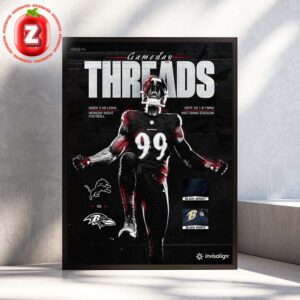 Baltimore Ravens vs Detroit Lions Gameday Threads Poster NFL Monday Night Football 2025 Home Decor Poster Canvas