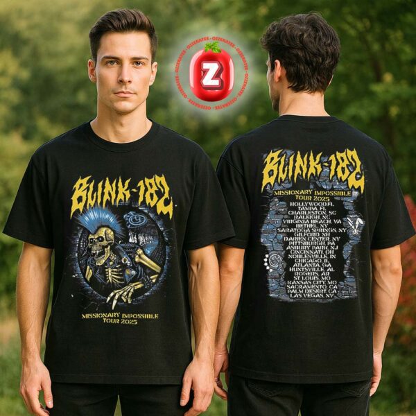 Blink-182 Missionary Impossible Tour 2025 Exclusive Road Tee Artwork By Edgar With Tour Dates Two Sides Unisex T-Shirt