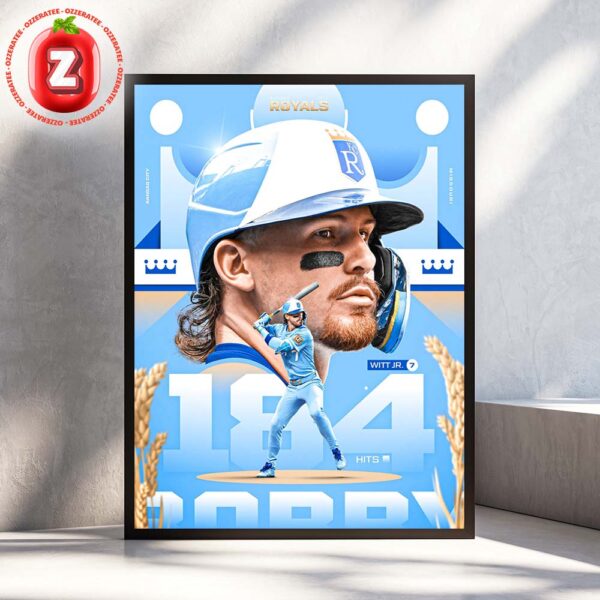 Bobby Witt Jr Kansas City Royals Hits Leader MLB Baseball 2025 Royal Power Home Decor Poster Canvas
