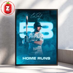 Cal Raleigh 53 Home Runs Seattle Mariners Power Hitting Highlight Home Decor Poster Canvas