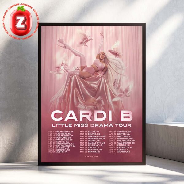 Cardi B Little Miss Drama Tour 2025 US and Canada Live Show Schedule Home Decor Poster Canvas