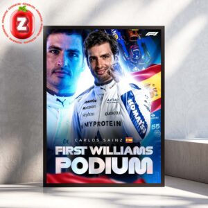 Carlos Sainz First Williams Podium Formula 1 Celebration Home Decor Poster Canvas