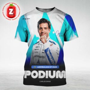 Carlos Sainz Podium Azerbaijan GP 2025 Williams Racing All Over Print Shirt