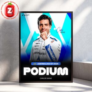 Carlos Sainz Podium Azerbaijan GP 2025 Williams Racing Home Decor Poster Canvas