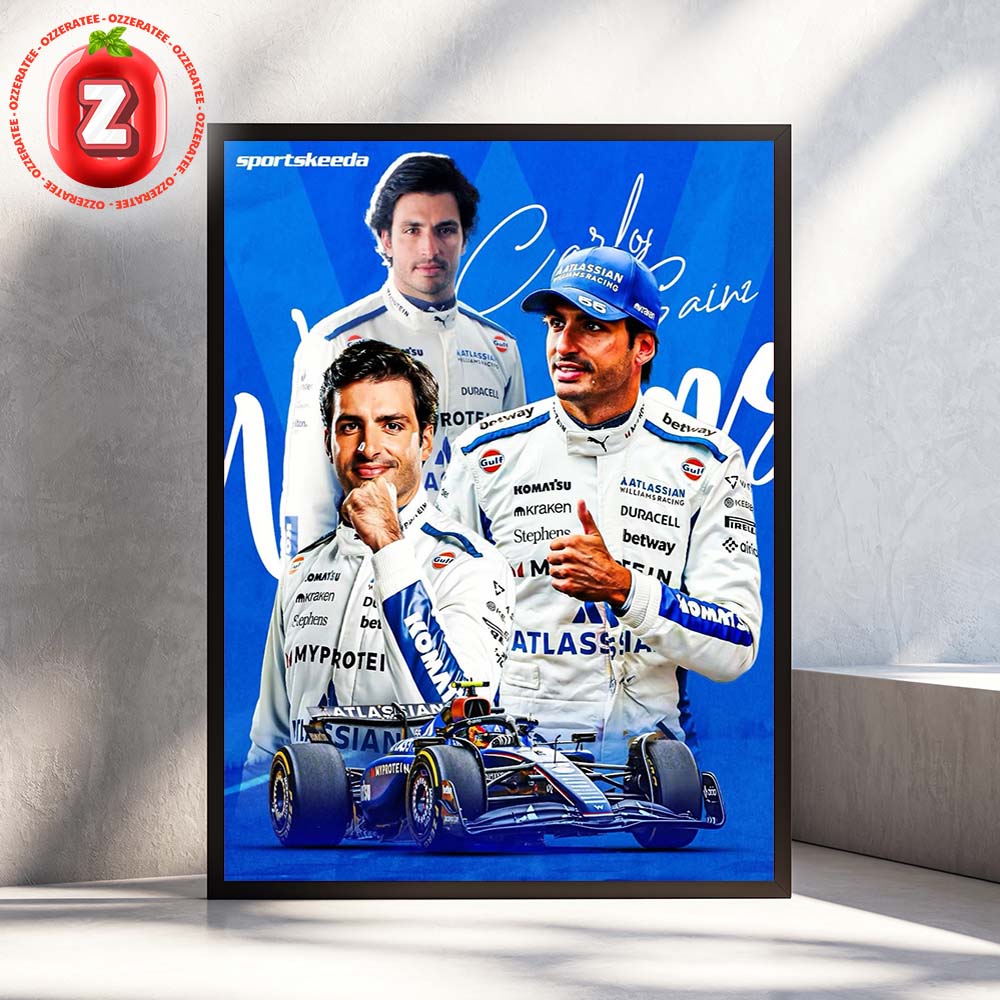 Carlos Sainz Williams Podium Azerbaijan GP 2025 Formula 1 Historic Finish Home Decor Poster Canvas