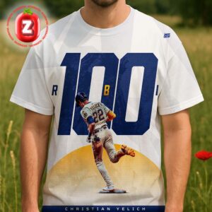 Christian Yelich Milwaukee Brewers Achieves 100 RBI Milestone In MLB 2025 Season All Over Print Shirt