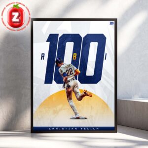 Christian Yelich Milwaukee Brewers Achieves 100 RBI Milestone In MLB 2025 Season Home Decor Poster Canvas