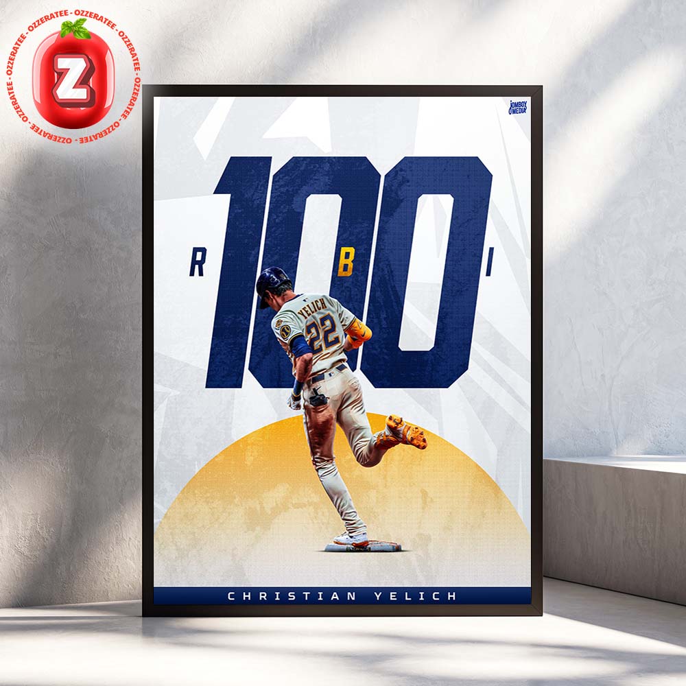 Christian Yelich Milwaukee Brewers Achieves 100 RBI Milestone In MLB 2025 Season Home Decor Poster Canvas
