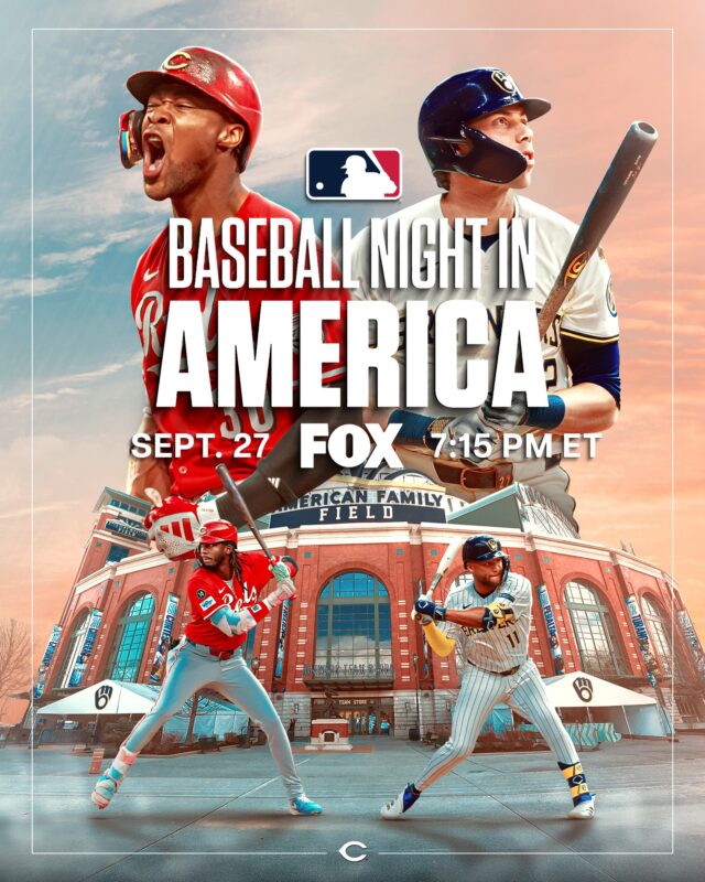 Cincinnati Reds vs Milwaukee Brewers Baseball Poster At American Family Field On September 27 2025 MLB Night In America