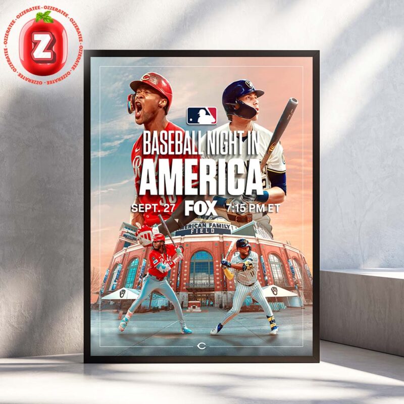 Cincinnati Reds vs Milwaukee Brewers Baseball Poster At American Family Field On September 27 2025 MLB Night In America Home Decor Poster Canvas
