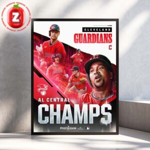 Cleveland Guardians At AL Central On 2025 Back To Back Division Champions MLB Baseball Postseason Triumph Artwork Home Decor Poster Canvas