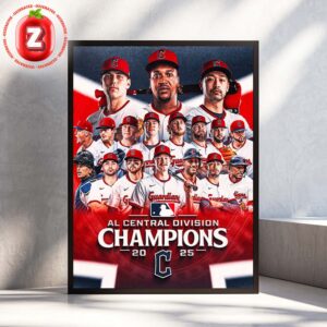 Cleveland Guardians At AL Central On 2025 Division Champions MLB Baseball Historic Team Roster Artwork Home Decor Poster Canvas