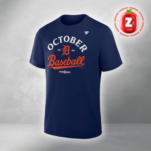 Detroit Tigers Fanatics Navy 2025 MLB Postseason Locker Room Unisex T-Shirt