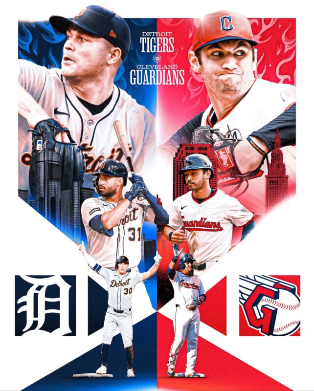 Detroit Tigers vs Cleveland Guardians Poster At Cleveland On 2025 Divisional Matchup MLB Baseball