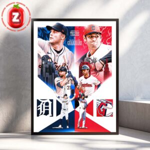 Detroit Tigers vs Cleveland Guardians Poster At Cleveland On 2025 Divisional Matchup MLB Baseball Home Decor Poster Canvas