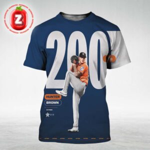 Hunter Brown Houston Astros 200 Strikeouts 2025 Pitching Milestone Highlight All Over Print Shirt