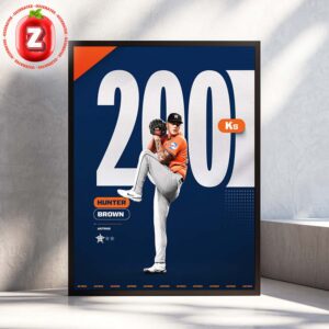 Hunter Brown Houston Astros 200 Strikeouts 2025 Pitching Milestone Highlight Home Decor Poster Canvas