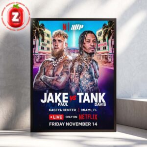 Jake Paul vs Gervonta Tank Davis Fight Poster Miami Netflix Boxing Match November 14 2025 Home Decor Poster Canvas