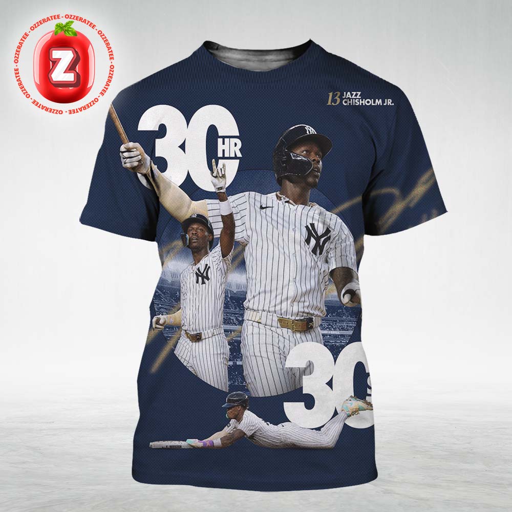 Jazz Chisholm Jr New York Yankees 30 30 Club 2025 Home Runs And Stolen Bases Record All Over Print Shirt