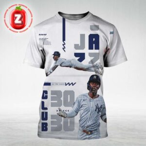 Jazz Chisholm Jr New York Yankees 30 Home Runs And 30 Stolen Bases 2025 Milestone Highlight All Over Print Shirt