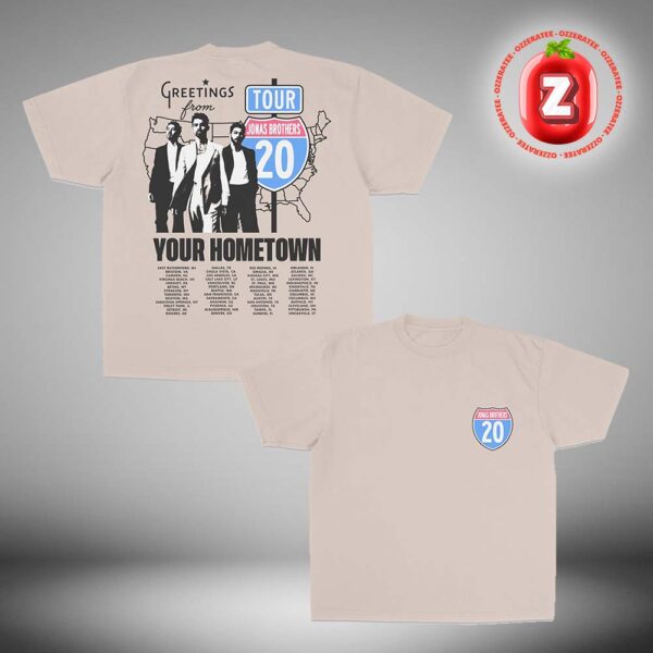 Jonas Brothers Greeting’s From Your Hometown Route 20 Tour 2025 Two Sides Unisex T-Shirt