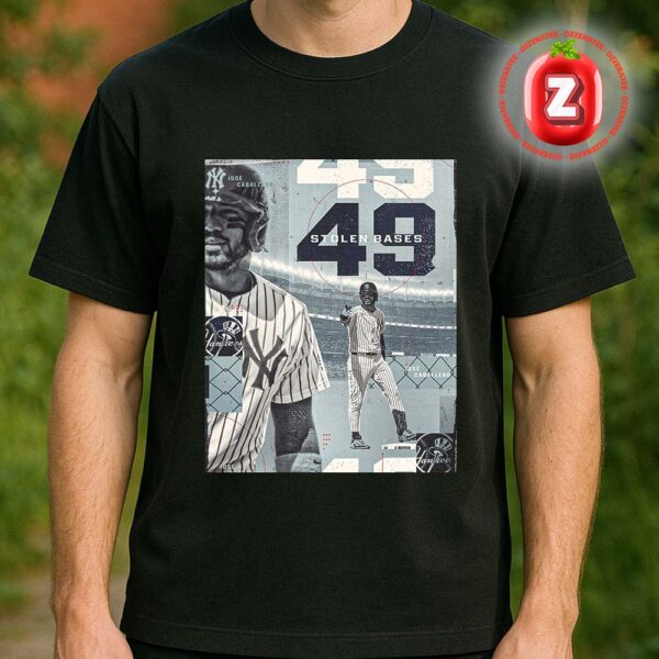 Jose Caballero New York Yankees Stolen Base Leader MLB Baseball 2025 Vintage Grit Unisex T-Shirt