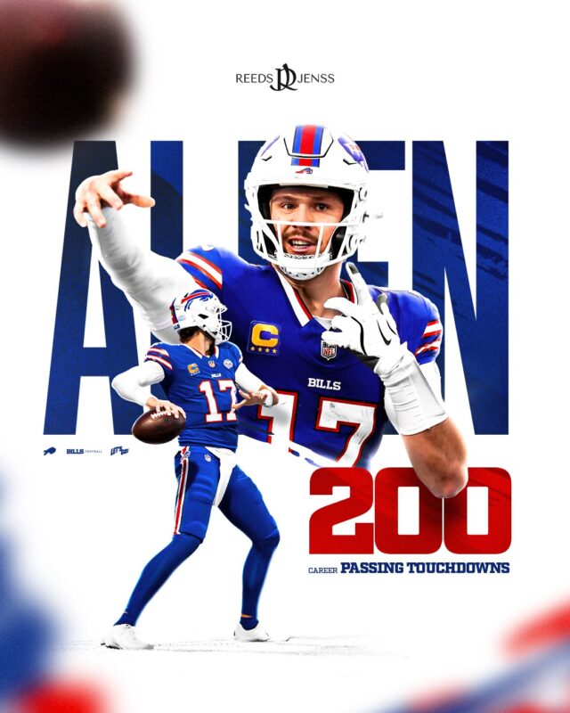 Josh Allen Buffalo Bills Celebrates 200 Career Passing Touchdowns In NFL Football 2025