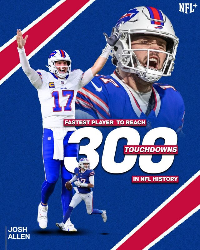 Josh Allen Buffalo Bills Fastest To Reach 300 Touchdowns In NFL History 2025