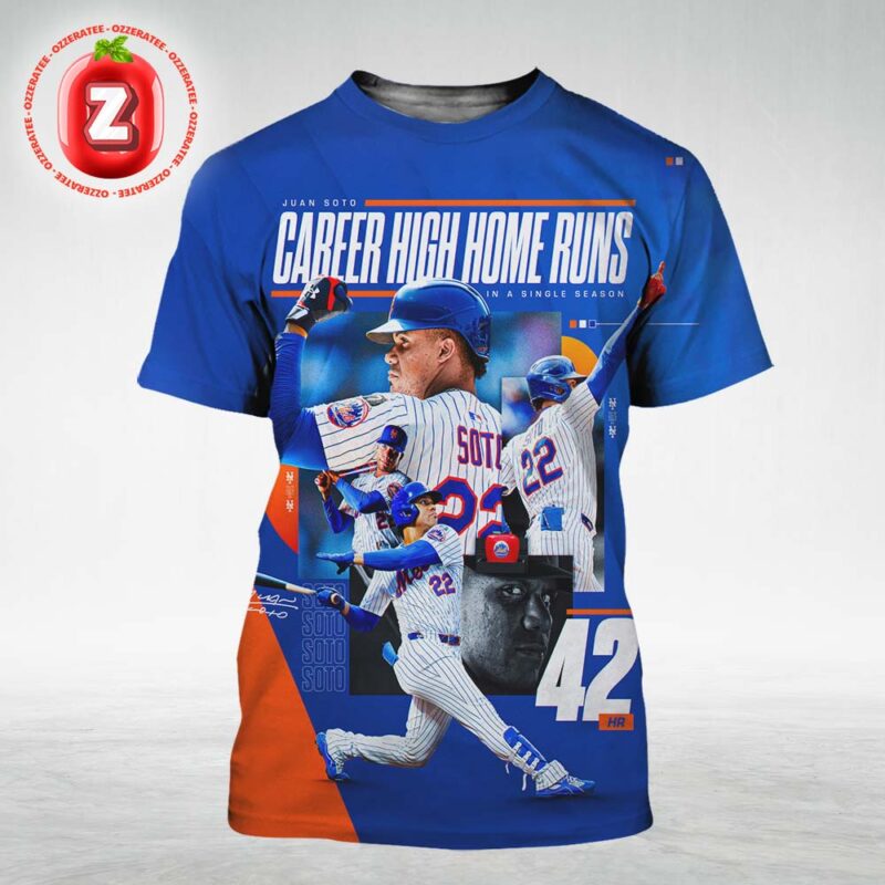 Juan Soto New York Mets Career High 42 Home Runs In 2025 Season Highlight Artwork All Over Print Shirt