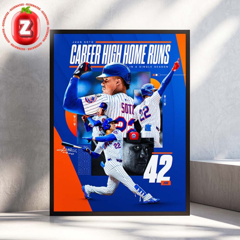 Juan Soto New York Mets Career High 42 Home Runs In 2025 Season Highlight Artwork Home Decor Poster Canvas