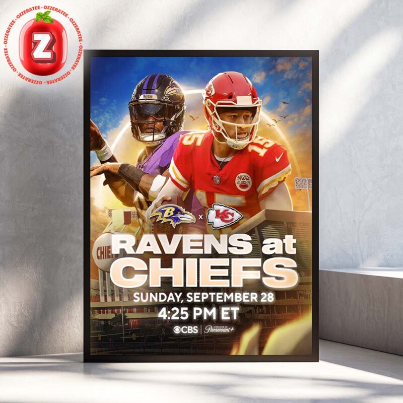 Kansas City Chiefs Rivalry vs Baltimore Ravens NFL Football September 28 2025 Electric Stadium Artwork Home Decor Poster Canvas