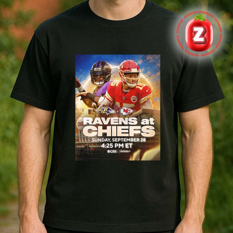 Kansas City Chiefs Rivalry vs Baltimore Ravens NFL Football September 28 2025 Electric Stadium Artwork Unisex T Shirt
