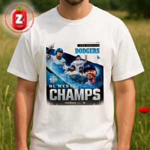 Los Angeles Dodgers NL West Champions MLB Baseball Postseason 2025 Epic Team Celebration Artwork Unisex T-Shirt