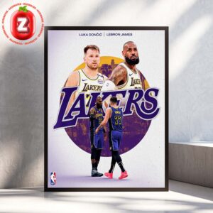 Luka Doncic And LeBron James Los Angeles Lakers 2025 Dynamic Duo Collaboration Artwork Home Decor Poster Canvas