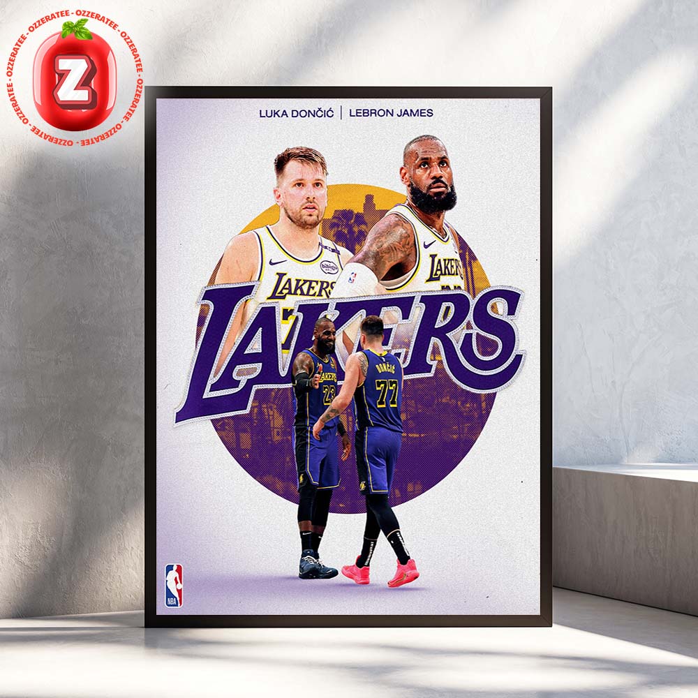 Luka Doncic And LeBron James Los Angeles Lakers 2025 Dynamic Duo Collaboration Artwork Home Decor Poster Canvas