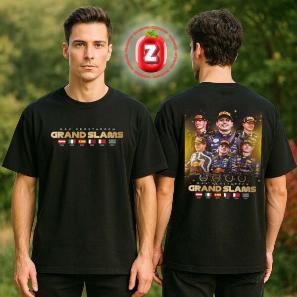 Max Verstappen Poster At Formula 1 On 2021 To 2025 Grand Slams Red Bull Racing Two Sides Unisex T-Shirt