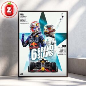 Max Verstappen and Lewis Hamilton 6 Grand Slams Formula 1 Record Home Decor Poster Canvas